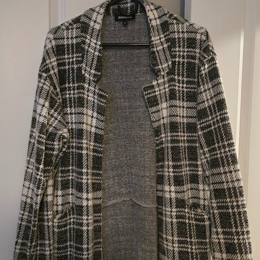 Black & White Plaid Sweater / Cardigan